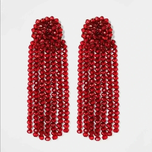 🆕Burgundy Beaded Tassels Earrings🆕 - Picture 2 of 6